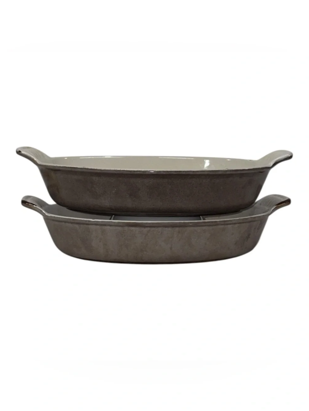2 Vintage LE CREUSET 20 Cast Iron Enameled Au Gratin Baking Dish Brown France